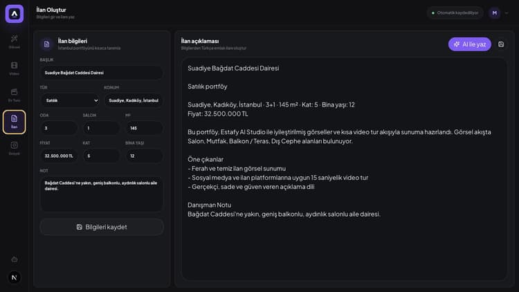 AI Studio portföy sunumu