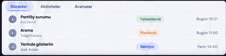 CRM görev ve danışman takip akışı