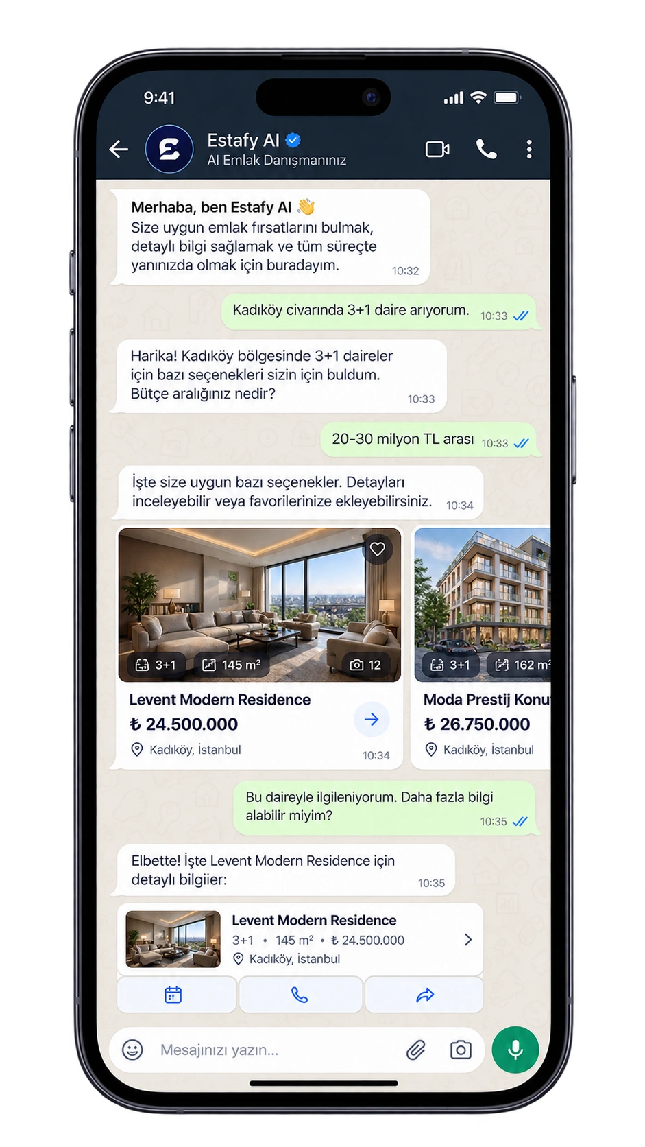 Estafy WhatsApp asistanı müşteri ihtiyacını karşılıyor
